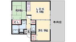 ボナール上の丸B 2LDKの間取図画像