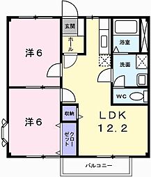エスポワール新在家 2LDKの間取図画像