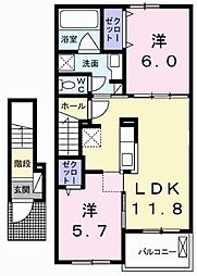 テリオスアナスタシス 2LDKの間取図画像