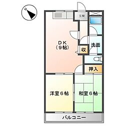 コーポエクセル 2DKの間取図画像