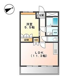 ビラージュ新野辺 1LDKの間取図画像