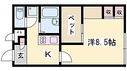 CITYLIFE保城2 1Kの間取図画像
