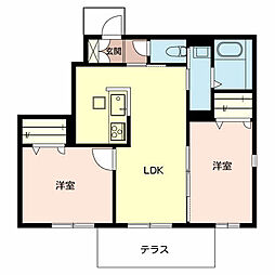 シャーメゾン大道1 2LDKの間取図画像