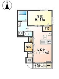 ミッレユーフォリア 1LDKの間取図画像