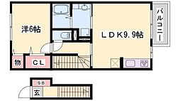 クラージュKS 1LDKの間取図画像