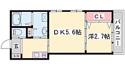 コティ網干 1DKの間取図画像