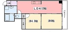 野田中村コーポ 2LDKの間取図画像