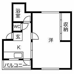 中田マンション 1Kの間取図画像
