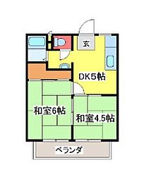 三浦ハイツ 2DKの間取図画像