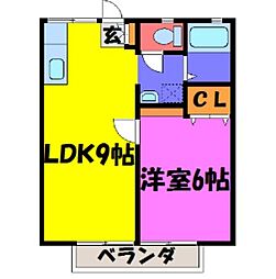 三浦ハイツ 1LDKの間取図画像