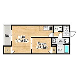 加古川市平岡町新在家アパート 1LDKの間取図画像