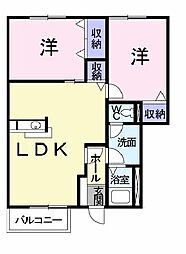 アメニティカスガ1 2LDKの間取図画像