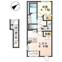 レイルロード 福音 1LDKの間取図画像