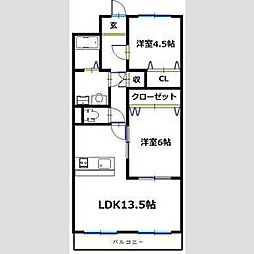 ヴィラカプリコーン 2LDKの間取図画像