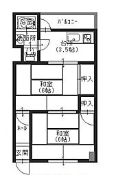 浅原マンション 2Kの間取図画像