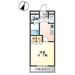 ヴィルコート 1Kの間取図画像