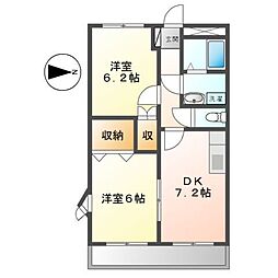 プリジュールK 2DKの間取図画像