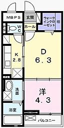 フラッツ・アイ3 1DKの間取図画像