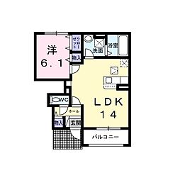 カルム シャーンス 1LDKの間取図画像
