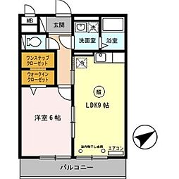 セジュール東浜尻 1LDKの間取図画像