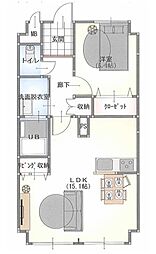 シャトー日東C棟 1LDKの間取図画像