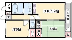 ハイツASAHI 2DKの間取図画像