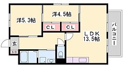 ヴィークル白浜 2LDKの間取図画像
