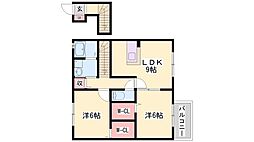 レイクヒル花園C 2LDKの間取図画像