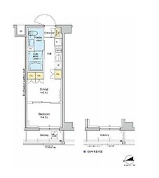 JR中央線 高円寺駅 徒歩9分の賃貸マンション 3階1DKの間取り