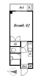 JR中央線 高円寺駅 徒歩4分の賃貸マンション 1階1Kの間取り