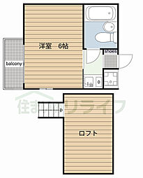 JR中央線 阿佐ケ谷駅 徒歩12分の賃貸アパート 2階ワンルームの間取り