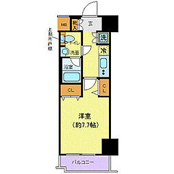 都営大江戸線 西新宿五丁目駅 徒歩4分の賃貸マンション 7階1Kの間取り