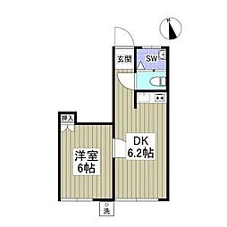 東京メトロ丸ノ内線 中野富士見町駅 徒歩5分の賃貸アパート 1階1DKの間取り