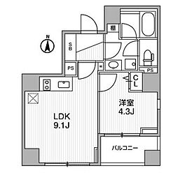 都営大江戸線 西新宿五丁目駅 徒歩9分の賃貸マンション 5階1LDKの間取り