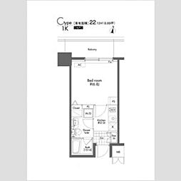 京王線 初台駅 徒歩1分の賃貸マンション 6階1Kの間取り