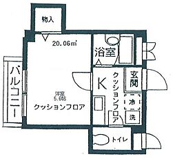 京王井の頭線 高井戸駅 徒歩6分の賃貸マンション 3階1Kの間取り