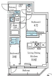プライムブリス中野富士見町I 2LDKの間取図画像