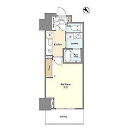 京王線 初台駅 徒歩6分の賃貸マンション 8階1Kの間取り