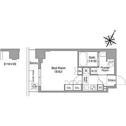 東京メトロ丸ノ内線 新中野駅 徒歩3分の賃貸マンション 2階1Kの間取り