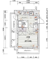 京王井の頭線 高井戸駅 徒歩11分の賃貸マンション 2階1Kの間取り