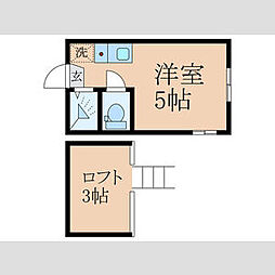 京王線 初台駅 徒歩7分の賃貸アパート 2階ワンルームの間取り