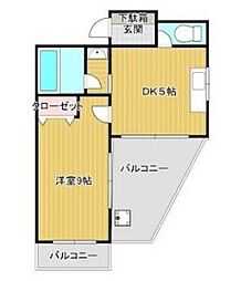 JR総武線 東中野駅 徒歩7分の賃貸マンション 6階1DKの間取り