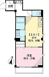 JR中央線 阿佐ケ谷駅 徒歩4分の賃貸マンション 2階1DKの間取り