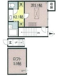 東京メトロ丸ノ内線 東高円寺駅 徒歩9分の賃貸アパート 2階1Kの間取り