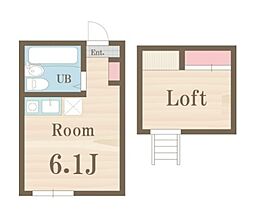 JR中央線 中野駅 徒歩8分の賃貸アパート 2階ワンルームの間取り