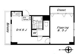 東京メトロ丸ノ内線 中野坂上駅 徒歩6分の賃貸マンション 2階1DKの間取り