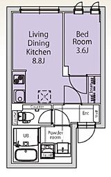 京王井の頭線 高井戸駅 徒歩7分の賃貸マンション 2階1LDKの間取り