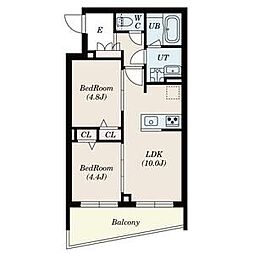 京王井の頭線 高井戸駅 徒歩2分の賃貸マンション 4階2LDKの間取り