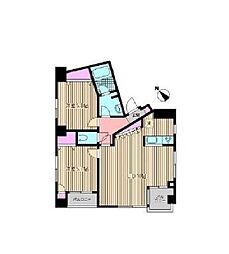 東京メトロ丸ノ内線 新中野駅 徒歩4分の賃貸マンション 3階2LDKの間取り