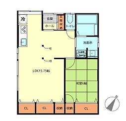 東京メトロ丸ノ内線 中野坂上駅 徒歩4分の賃貸アパート 1階1LDKの間取り